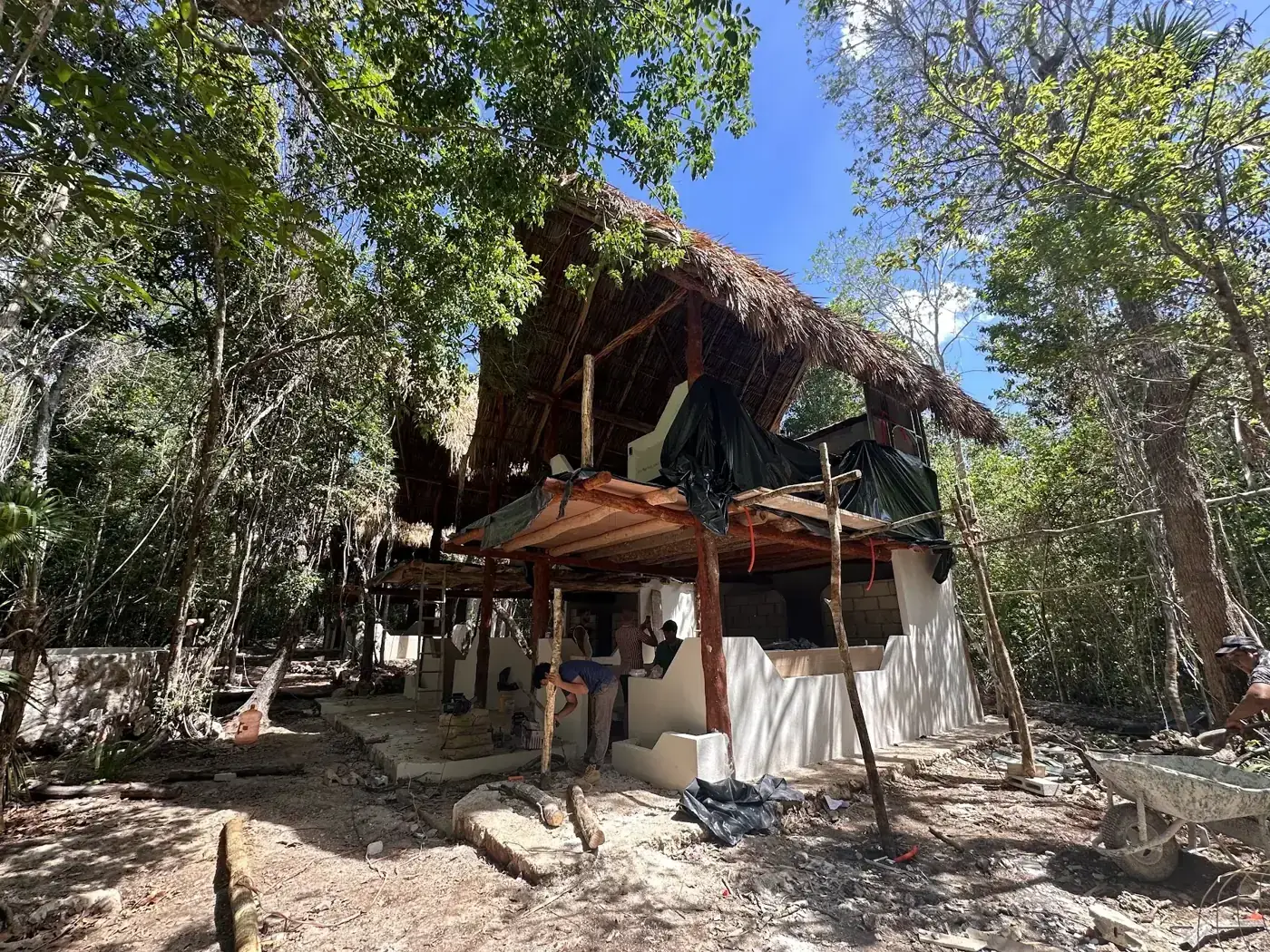 Las cabañas en construcción